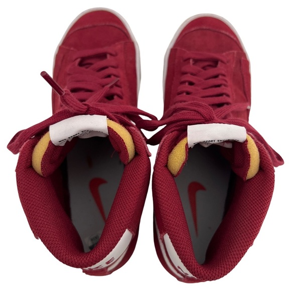 NIKE • Burgundy Red Suede High Top Blazer Mid '77 Vintage Unisex Sneakers Shoes - Picture 6 of 12